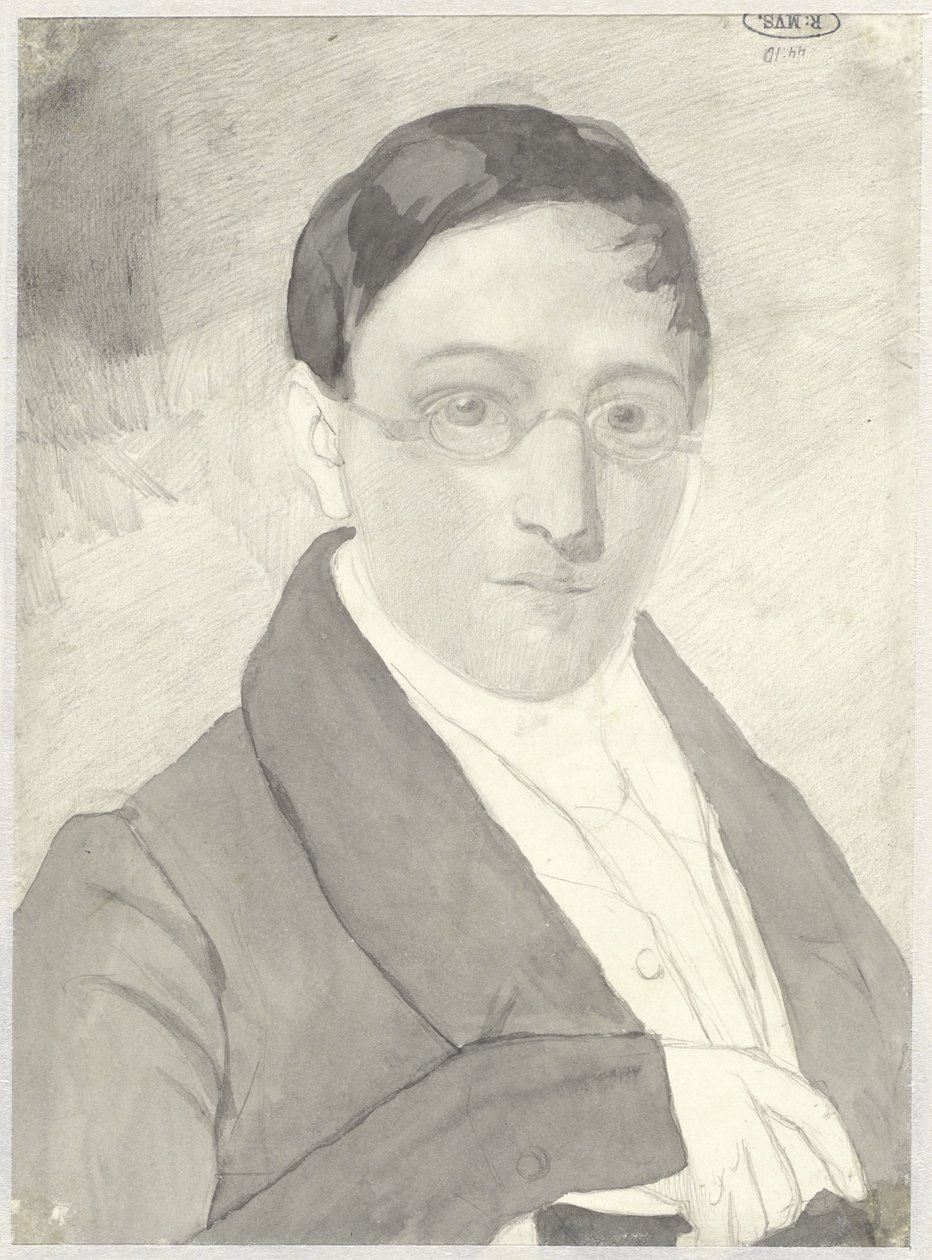 Retrato de um cavalheiro com óculos de Cornelis Kruseman