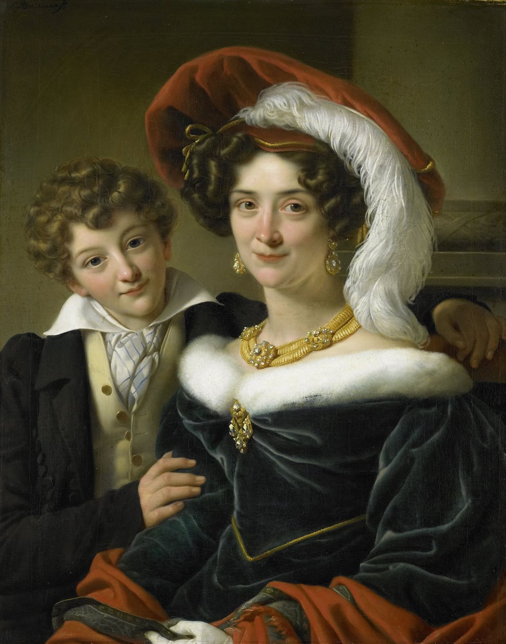 Rudolphina Wilhelmina Elizabeth de Sturler (1798-1873), segunda esposa do conde Johannes van den Bosch, com seu filho Richard Leeuwenhart, 1829 de Cornelis Kruseman