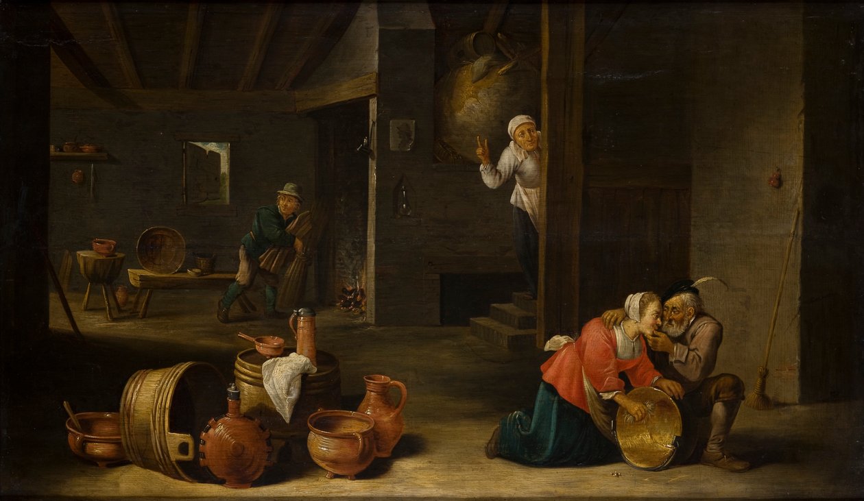 Unpleasant Surprise (Casal Incomparável) (óleo sobre painel) de Cornelis Mahu