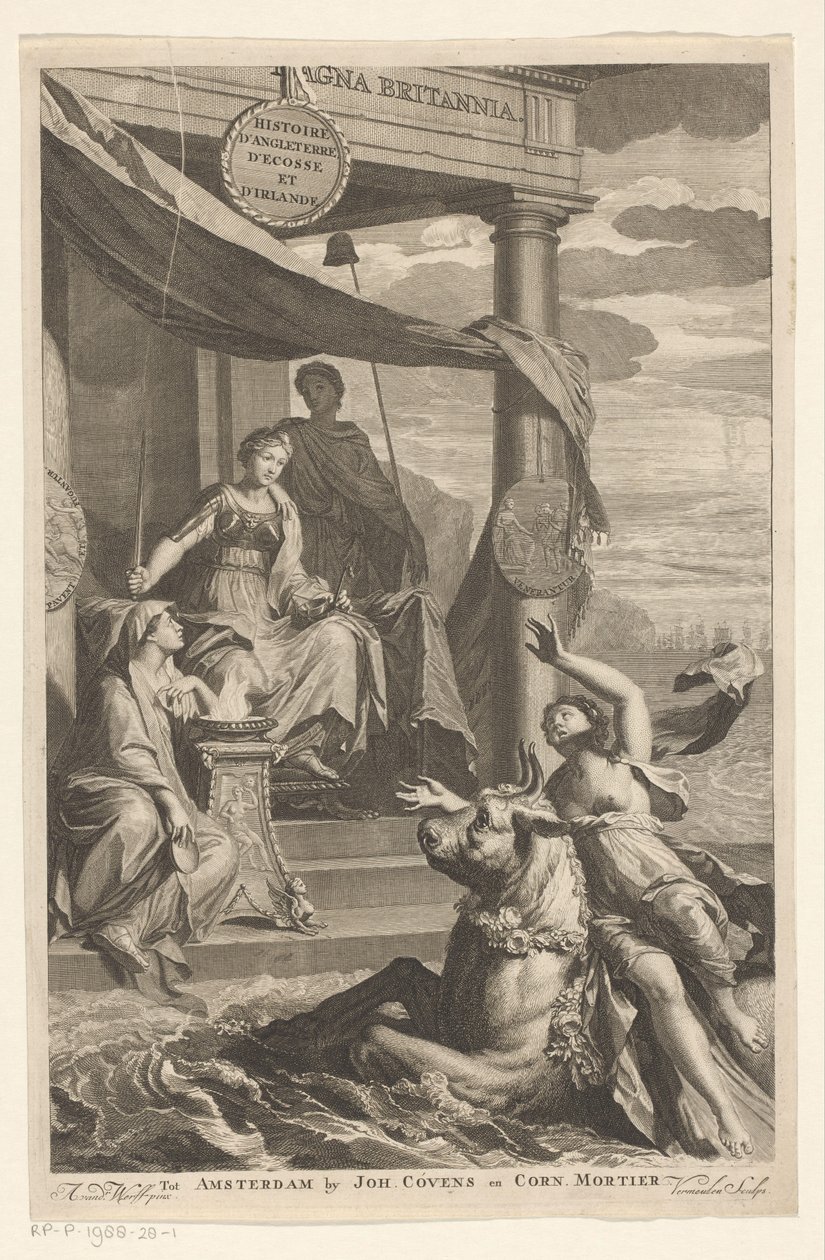 Sequestro da Europa assistido pela Britannia Página de rosto para: Isaac de Larrey, Histoire d