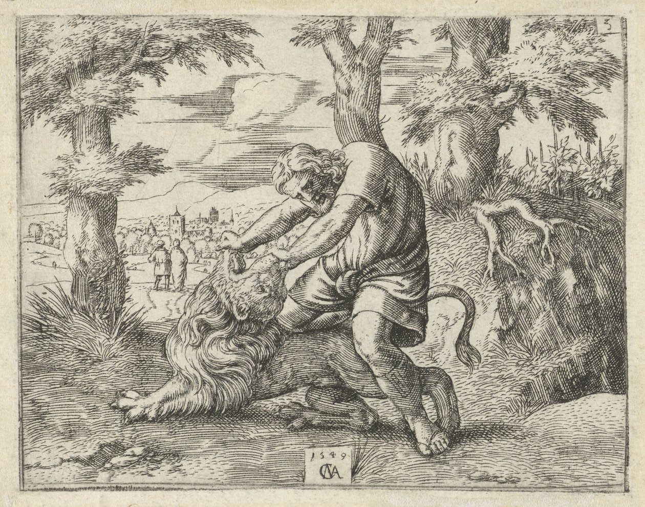 Sansão mata o leão História de Sansão (título da série) de Cornelis Massijs