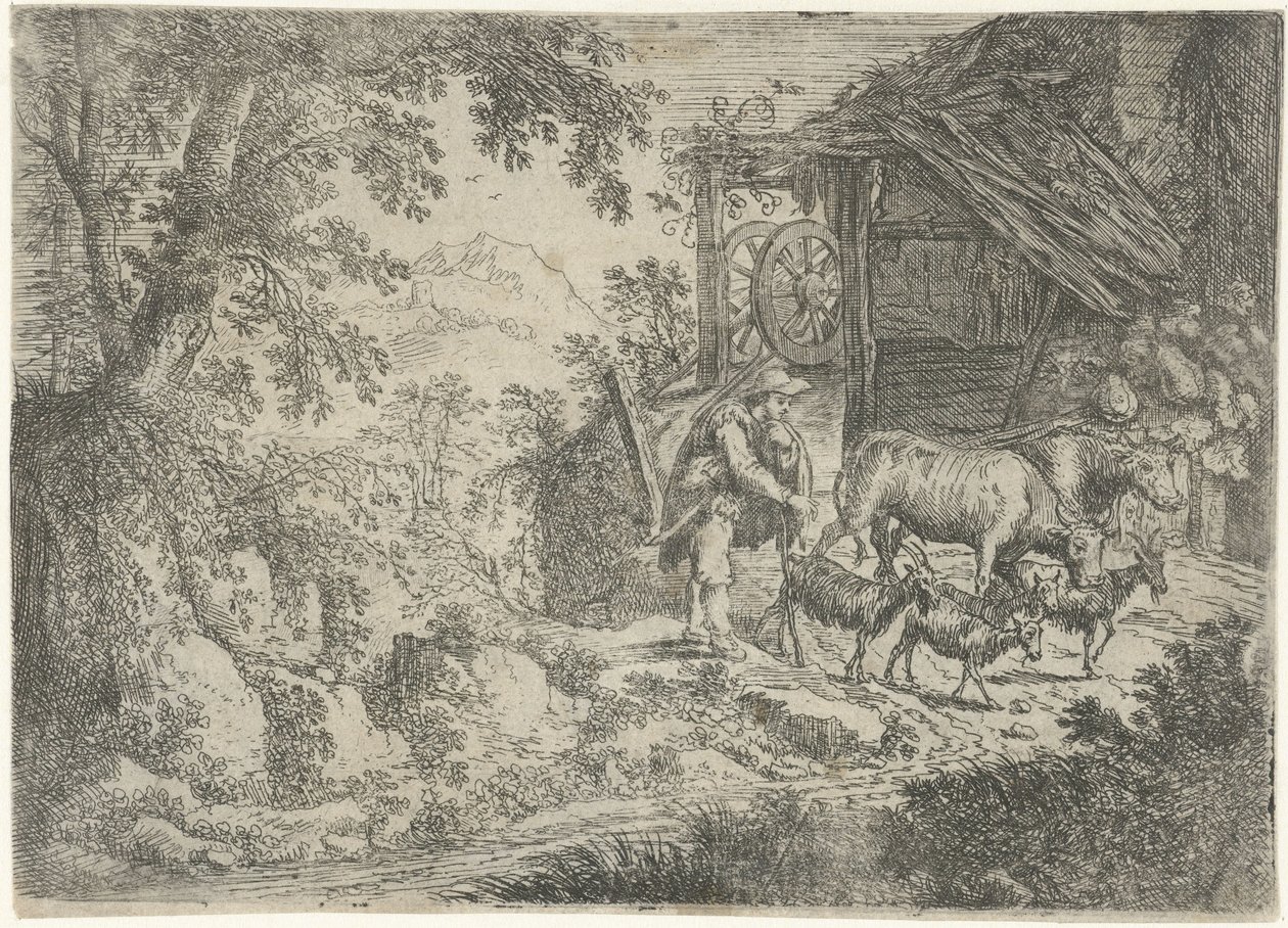 Pastor com cabras e vacas de Cornelis Matthieu