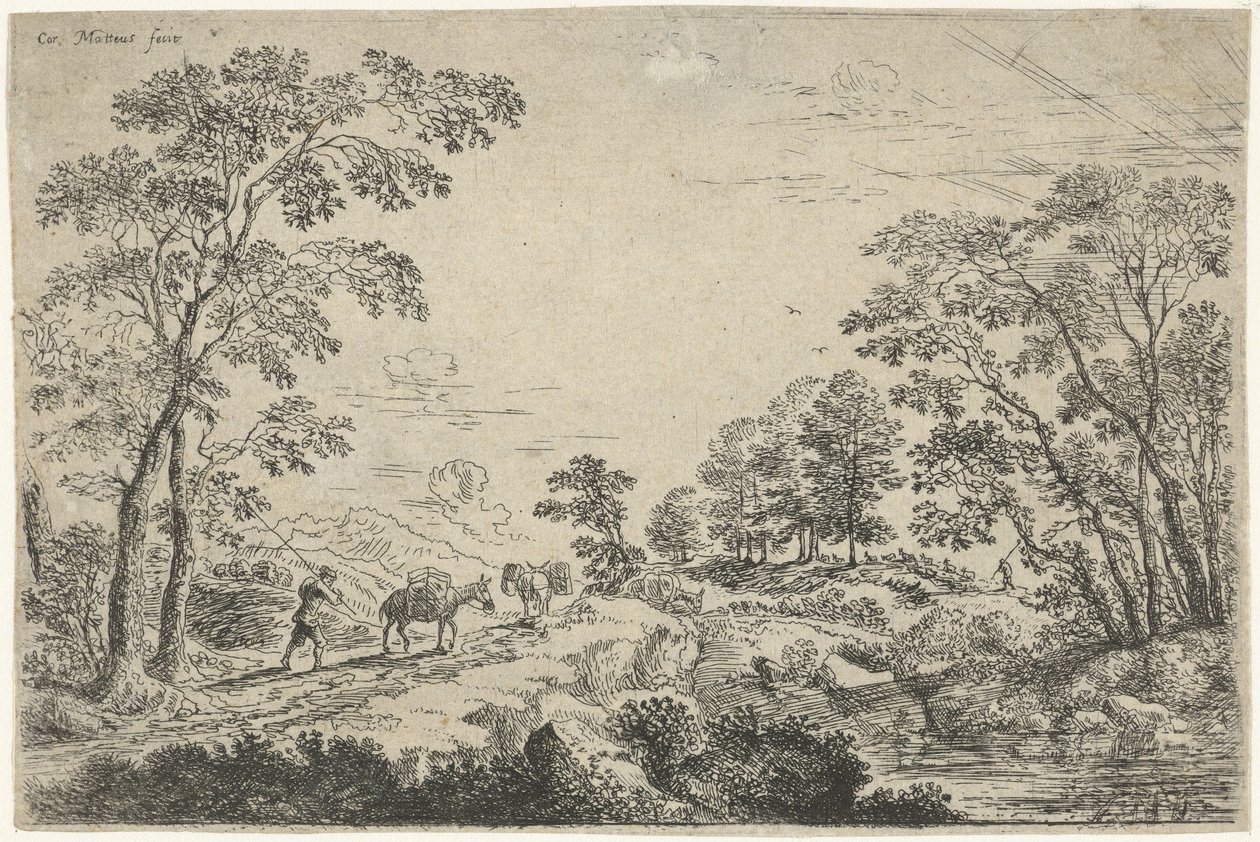 Paisagem com condutor de mula de Cornelis Matthieu