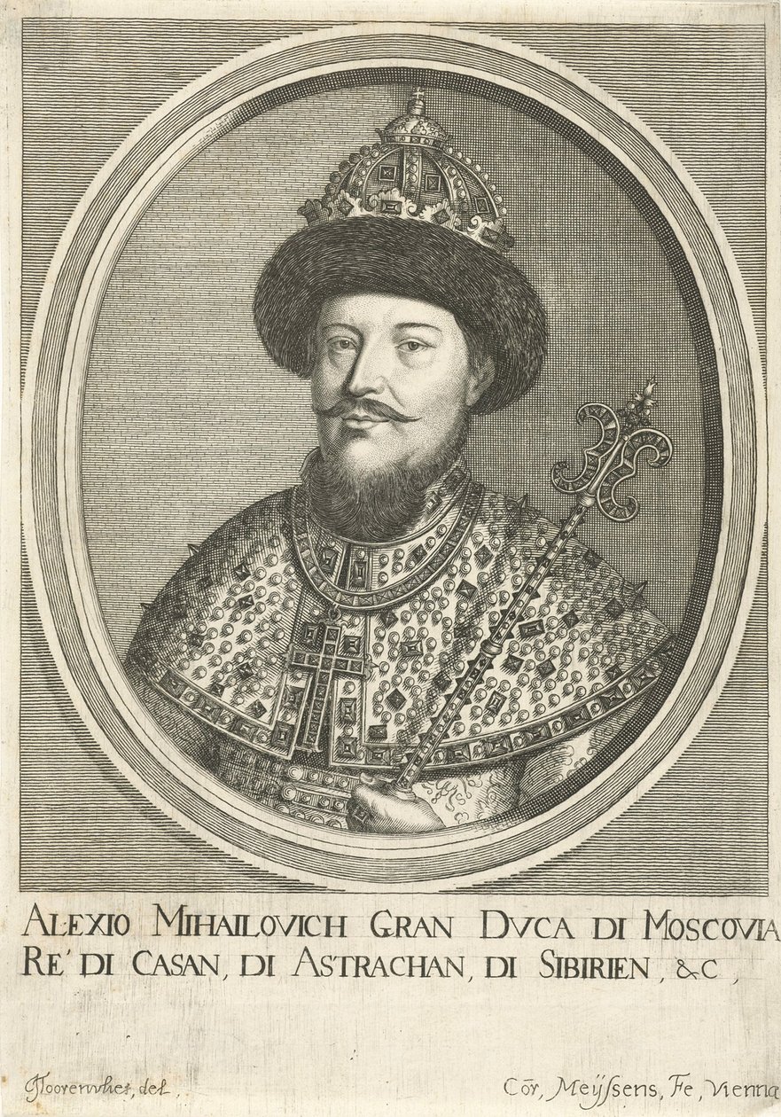 Retrato do czar Alexis I Mikhailovich da Rússia 1629-1676, 1670 de Cornelis Meyssens