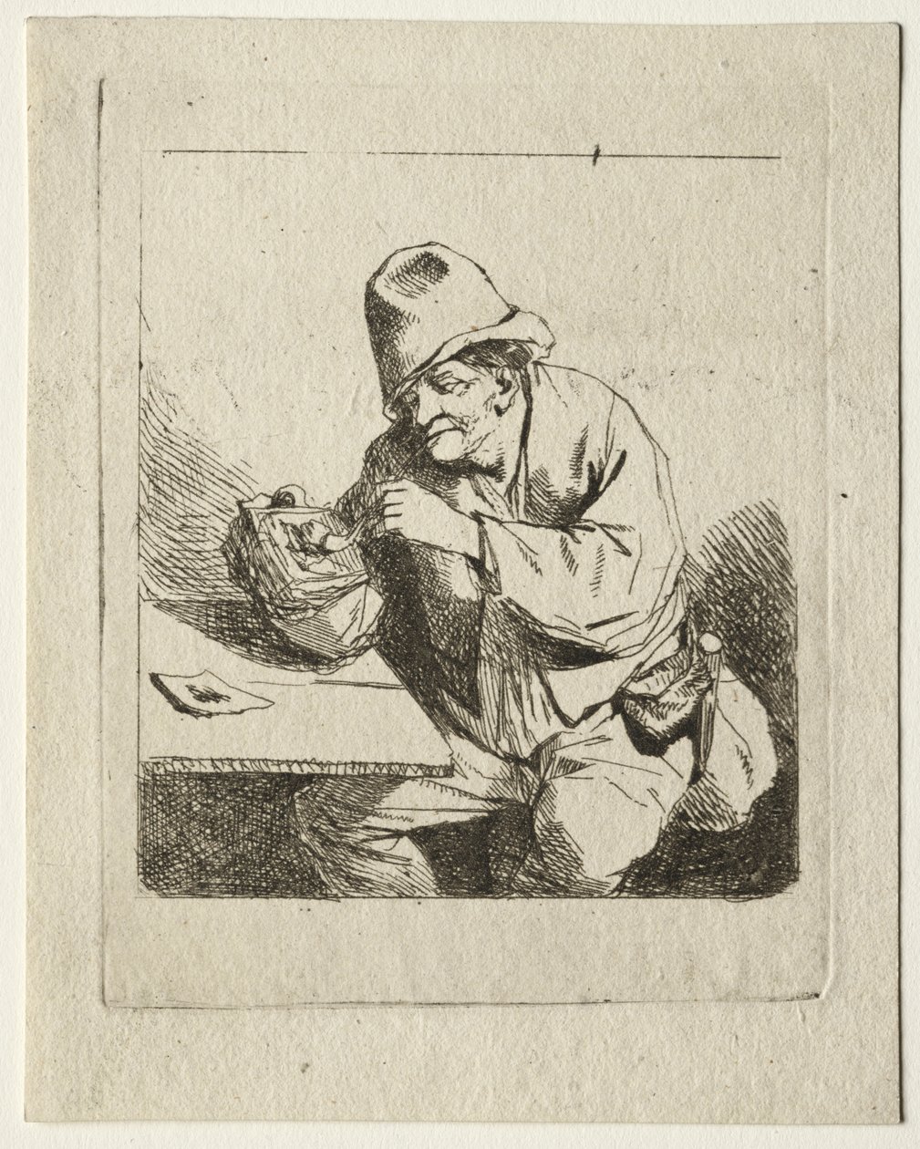 Camponês acendendo seu cachimbo de Cornelis Pietersz Bega