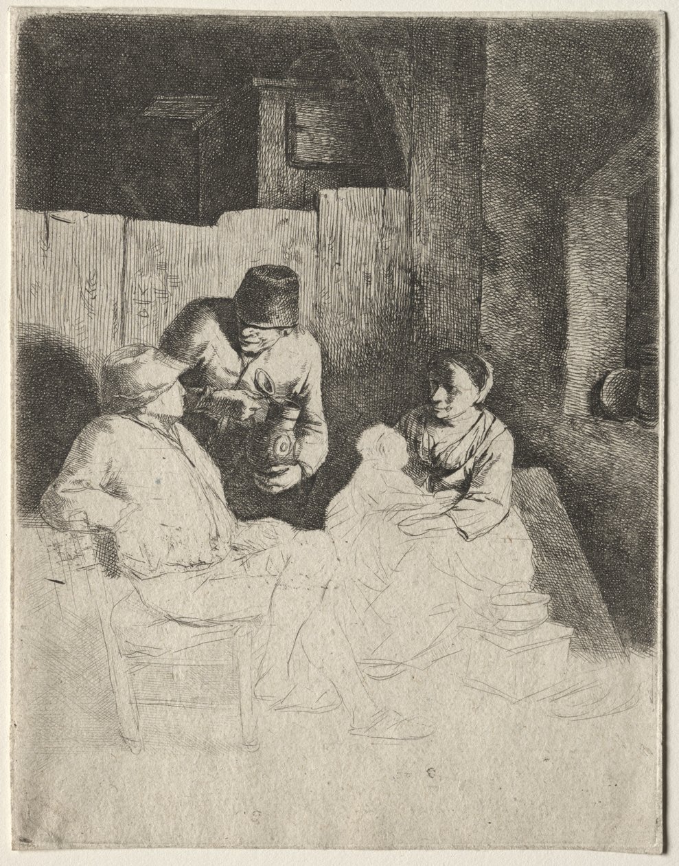 A mãe sentada em uma pousada, em meados do século XVII. de Cornelis Pietersz Bega