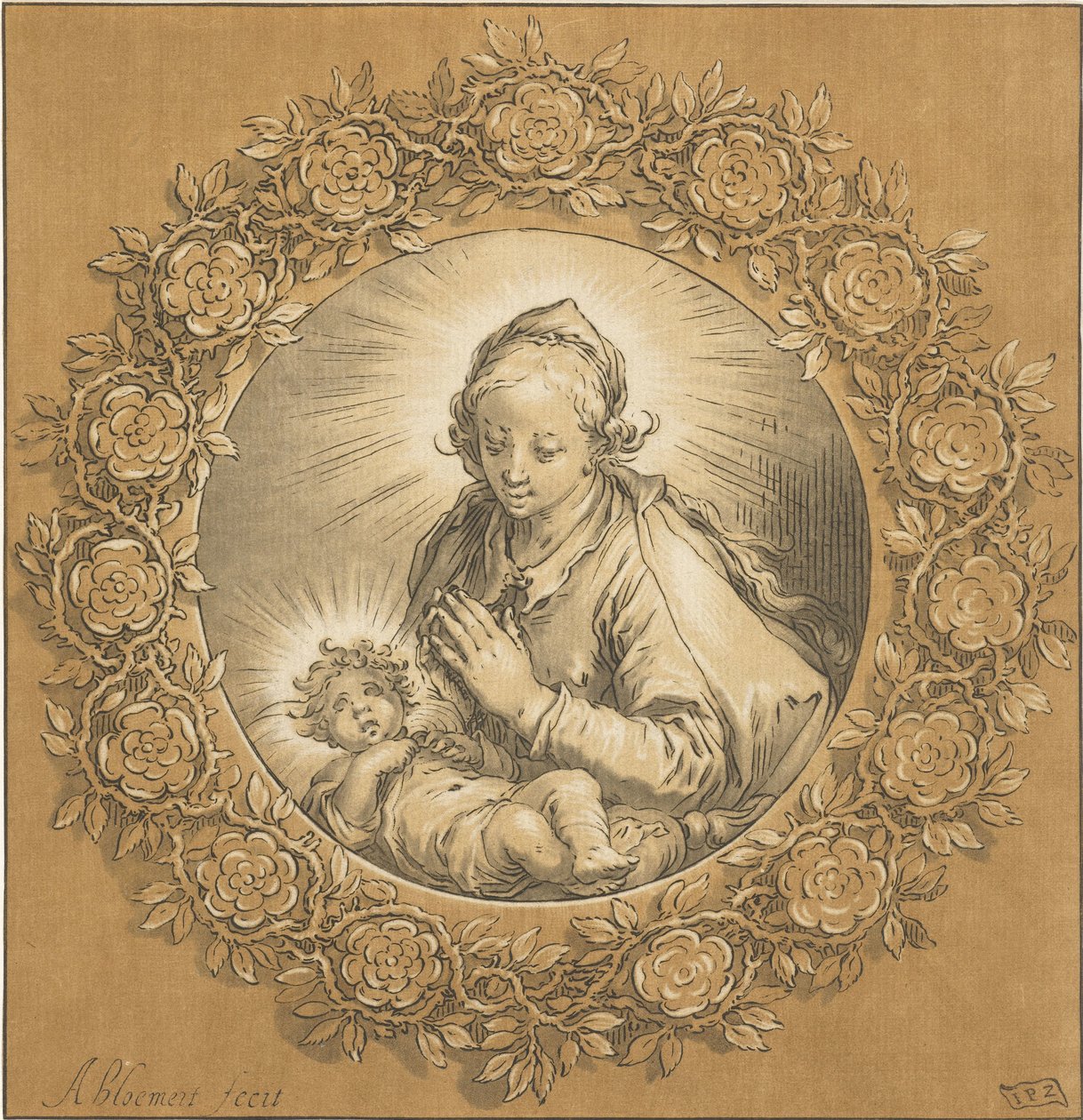 Maria com o Menino Jesus A Virgem Maria e o Menino Jesus de Cornelis Ploos van Amstel (signed by artist)