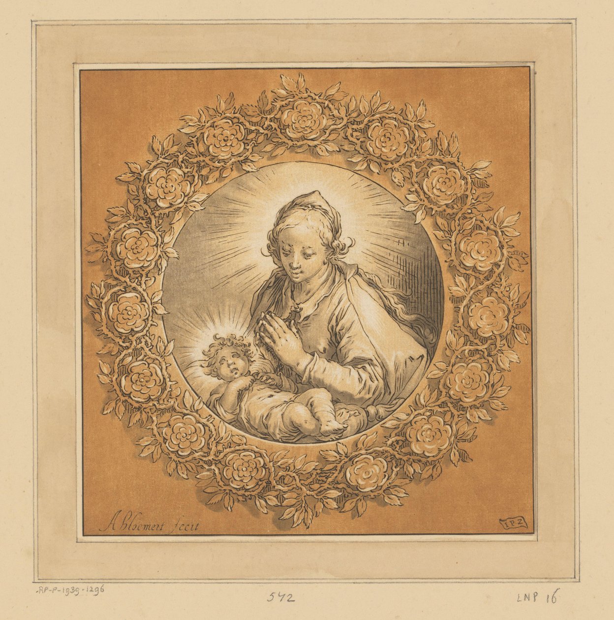 Maria com criança de Cristo de Cornelis Ploos van Amstel (signed by artist)