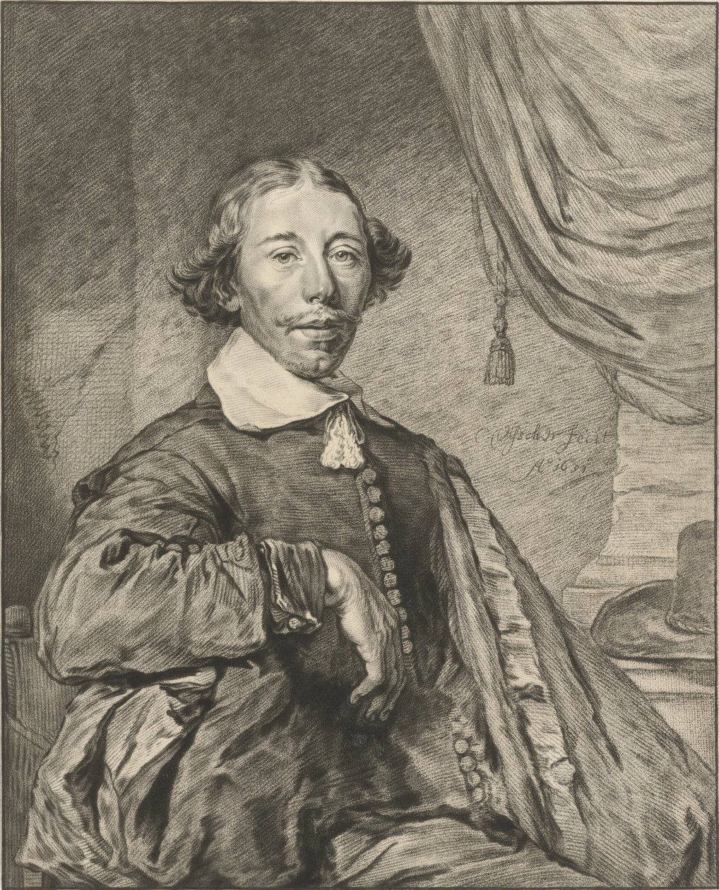 Retrato de um homem de Cornelis Ploos van Amstel (signed by artist)