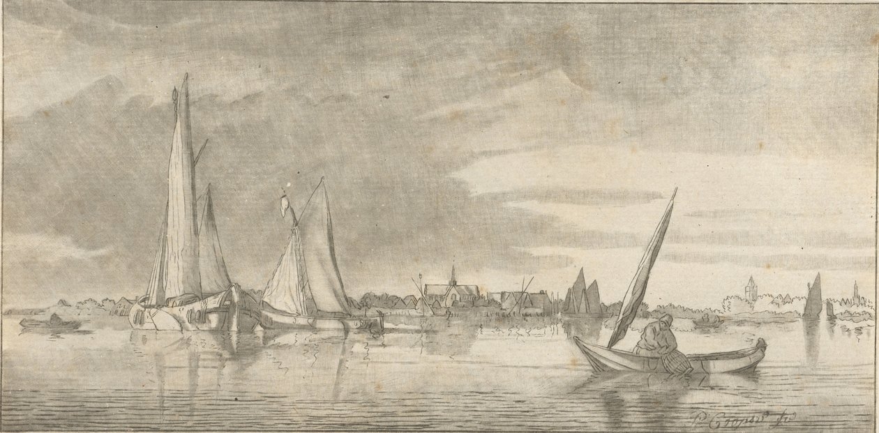 Vista do rio de Cornelis Ploos van Amstel (signed by artist)