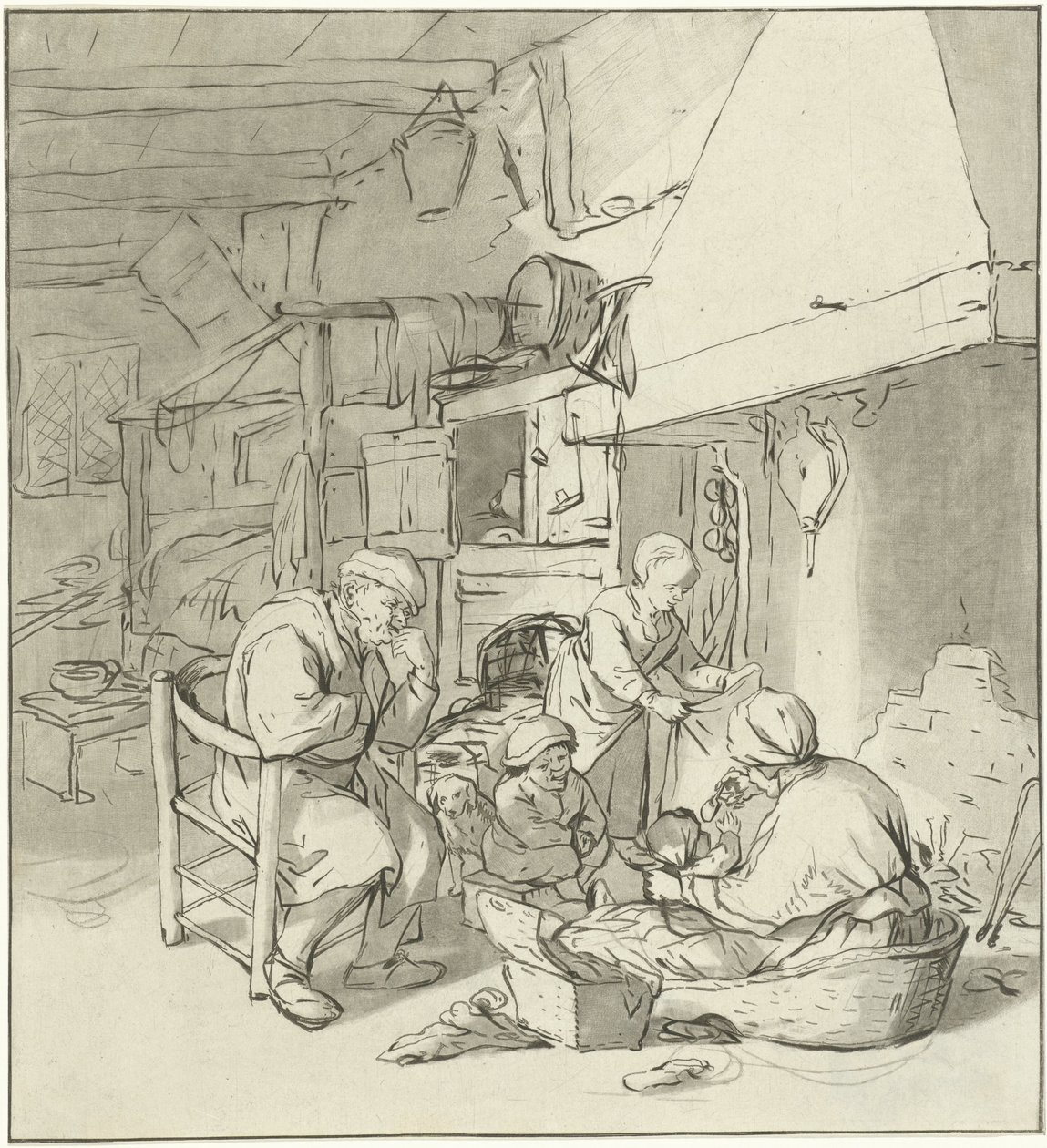 Família de agricultor na chaminé de Cornelis Ploos van Amstel
