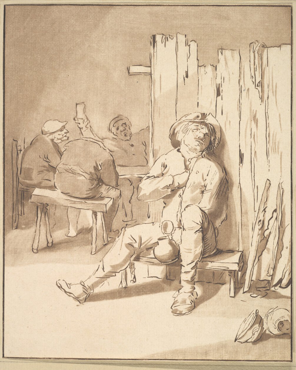 Fazendeiro bêbado em uma pousada, 1775. de Cornelis Ploos van Amstel