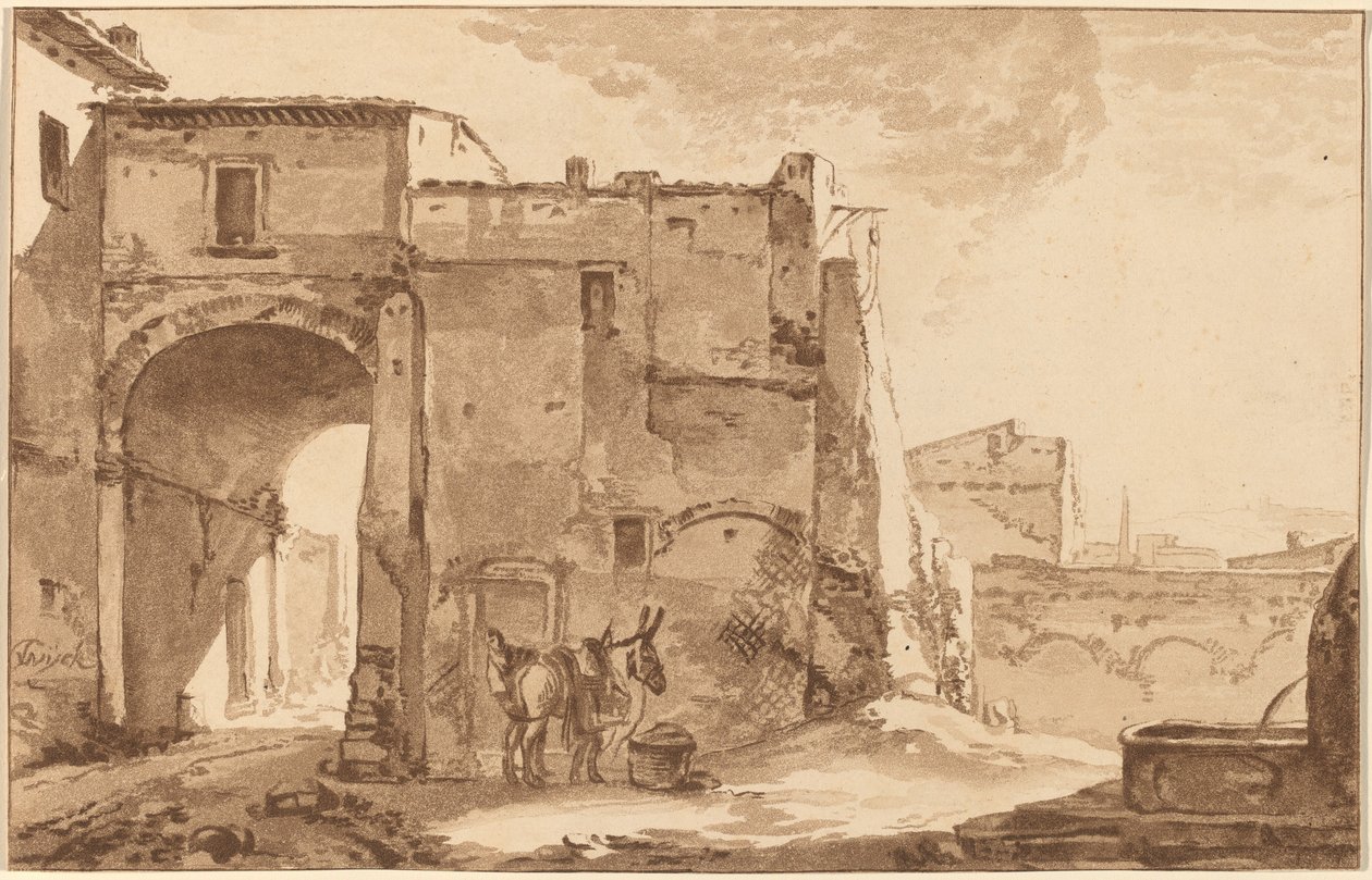 Gateway com viajante e mula de Cornelis Ploos van Amstel