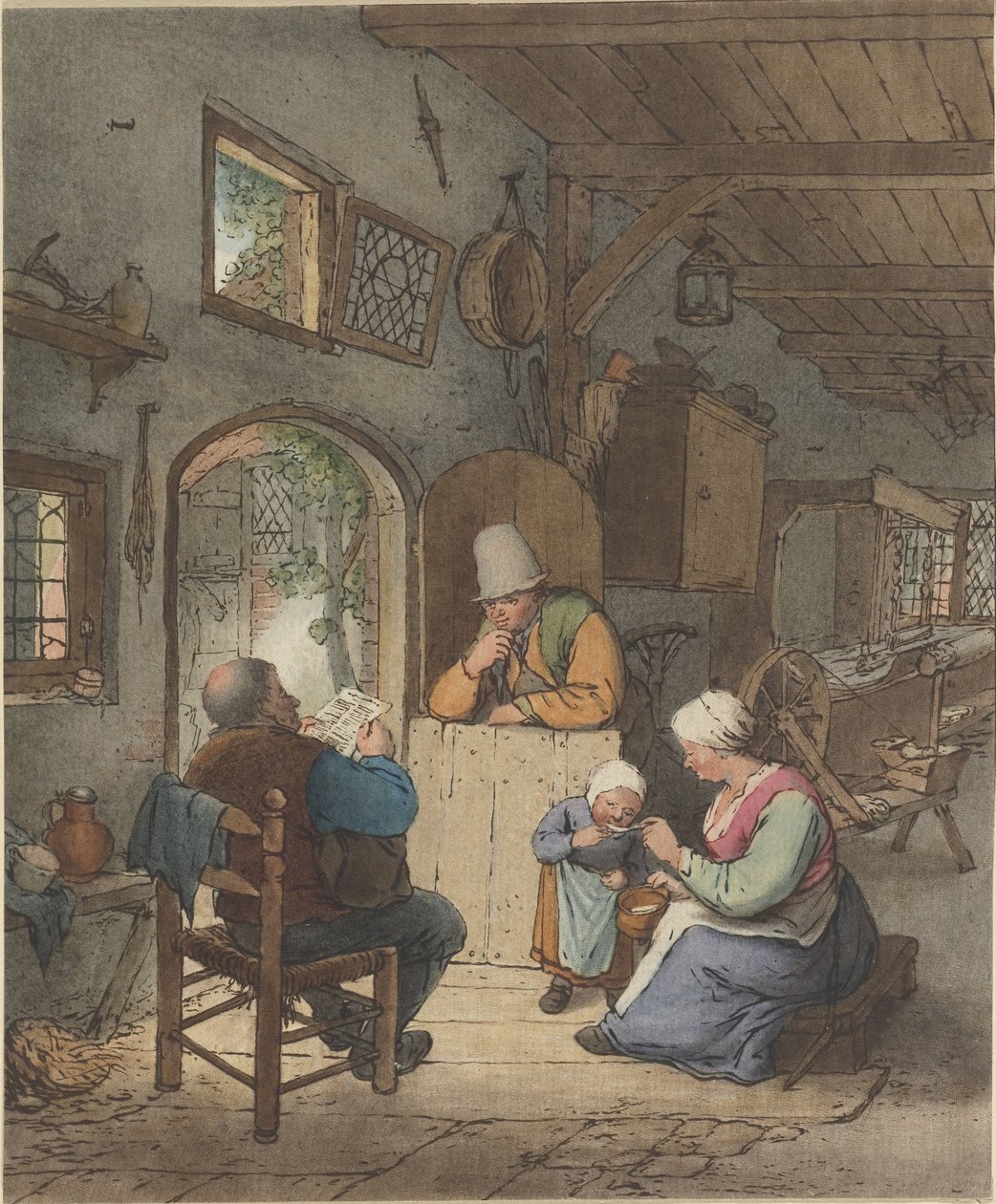 Leitor de jornal no interior de Cornelis Ploos van Amstel