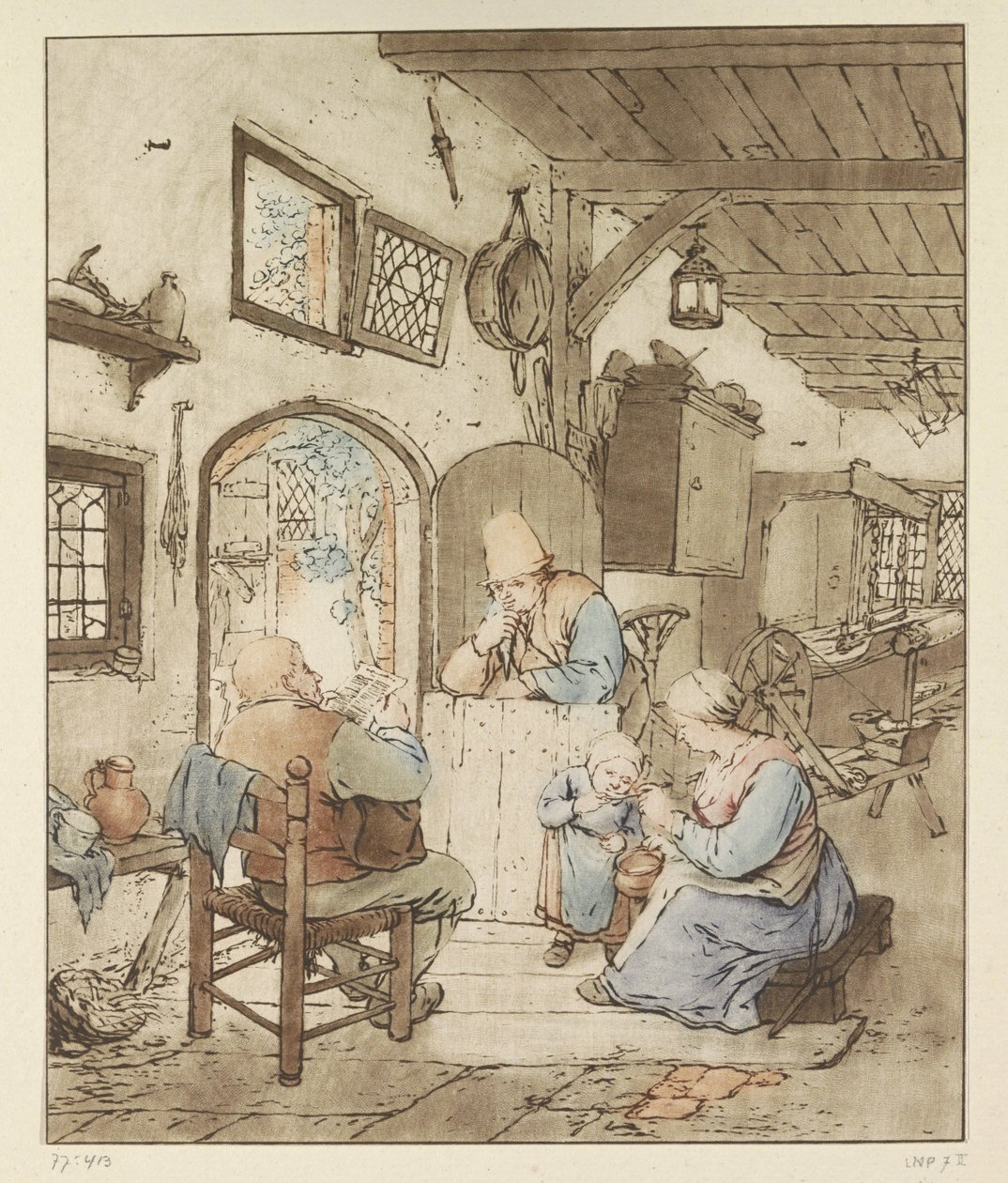 Leitor de jornais no interior de Cornelis Ploos van Amstel