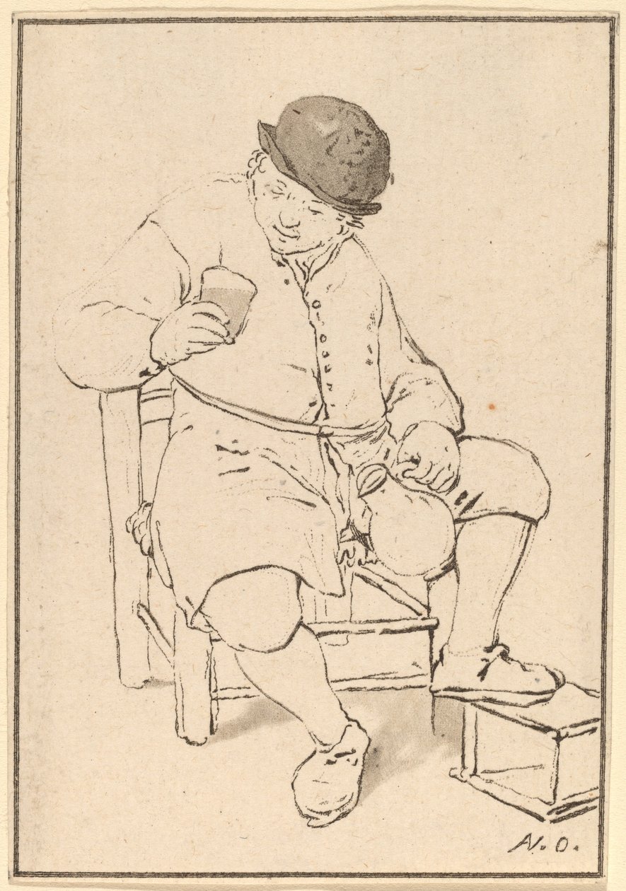 Camponês sentado com jarro, c. 1763. de Cornelis Ploos van Amstel