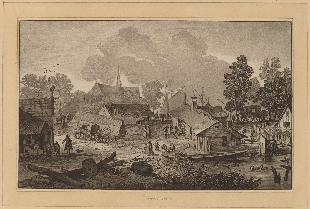 Aldeia com Lagoa de Cornelis Ploos van Amstel