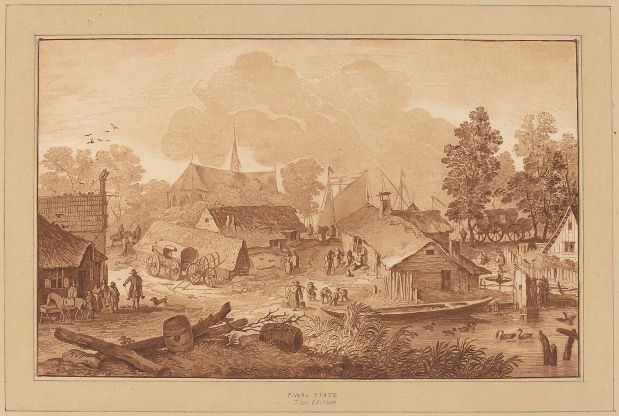 Aldeia com Lagoa de Cornelis Ploos van Amstel