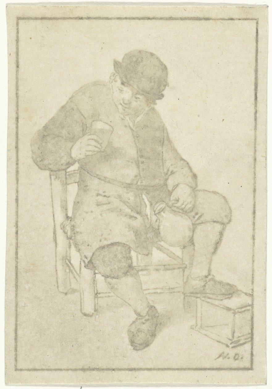 Agricultor sentado com jarro de Cornelis Ploos van Amstel