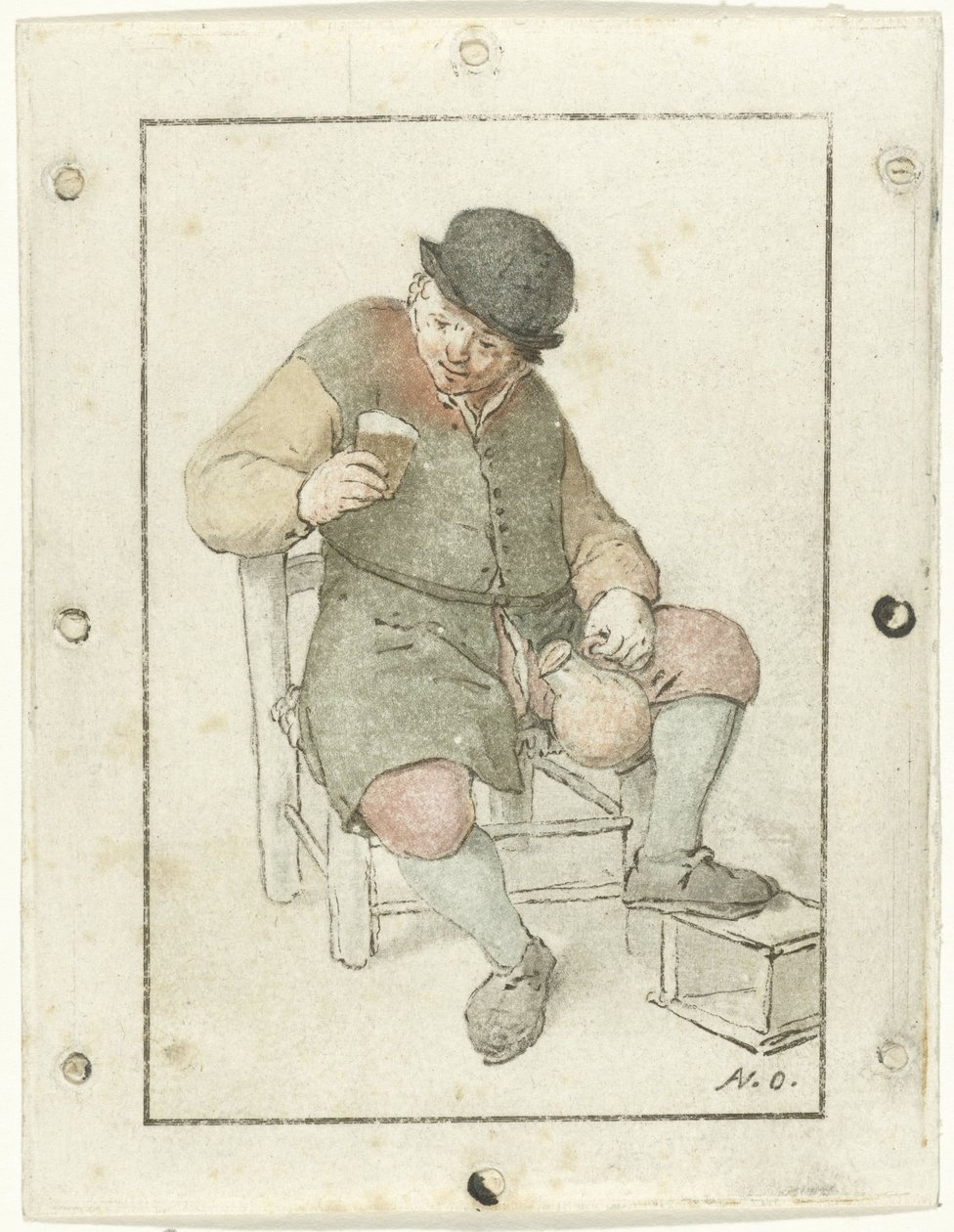 Agricultor sentado com jarro de Cornelis Ploos van Amstel