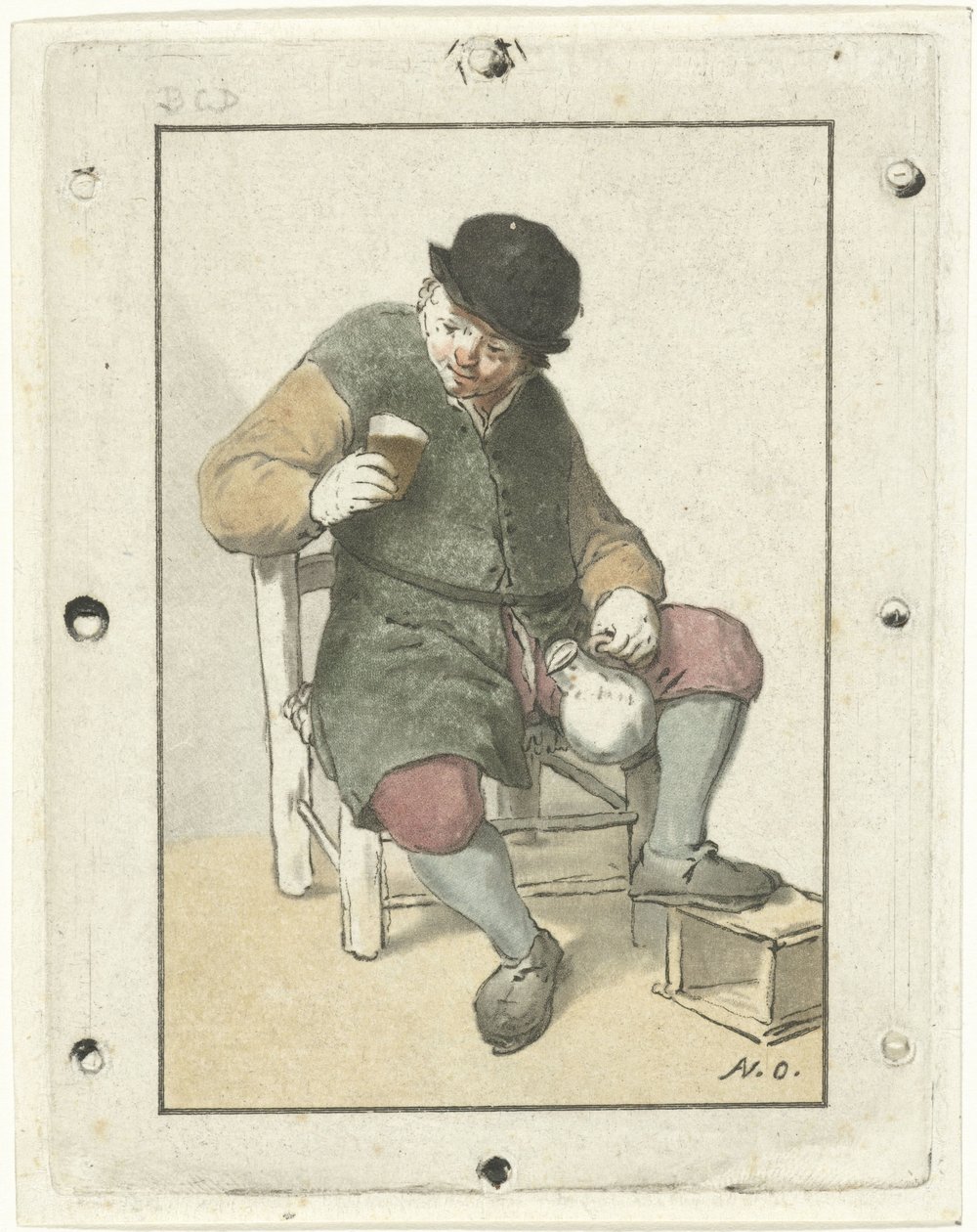 Agricultor sentado com jarro de Cornelis Ploos van Amstel