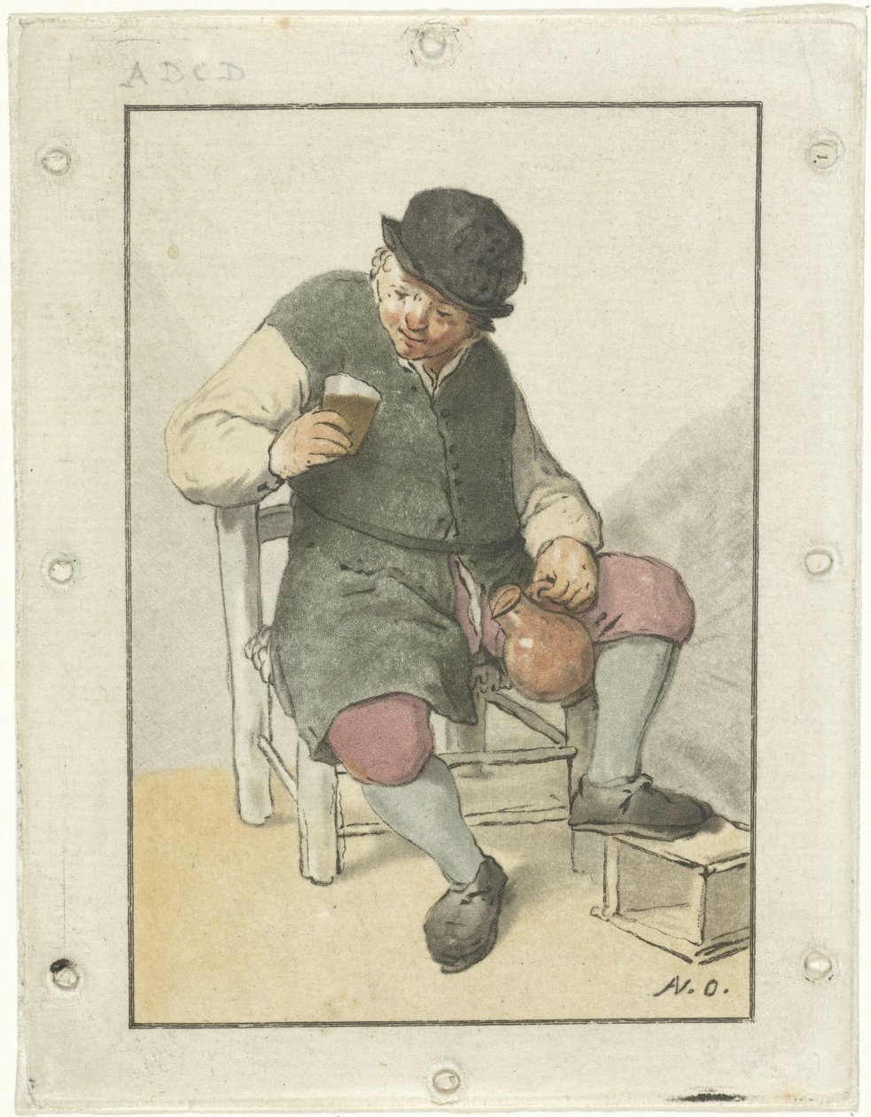 Agricultor sentado com jarro de Cornelis Ploos van Amstel
