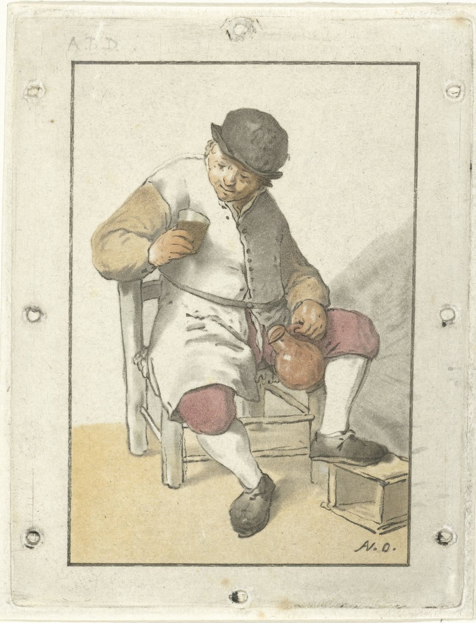 Agricultor sentado com jarro de Cornelis Ploos van Amstel
