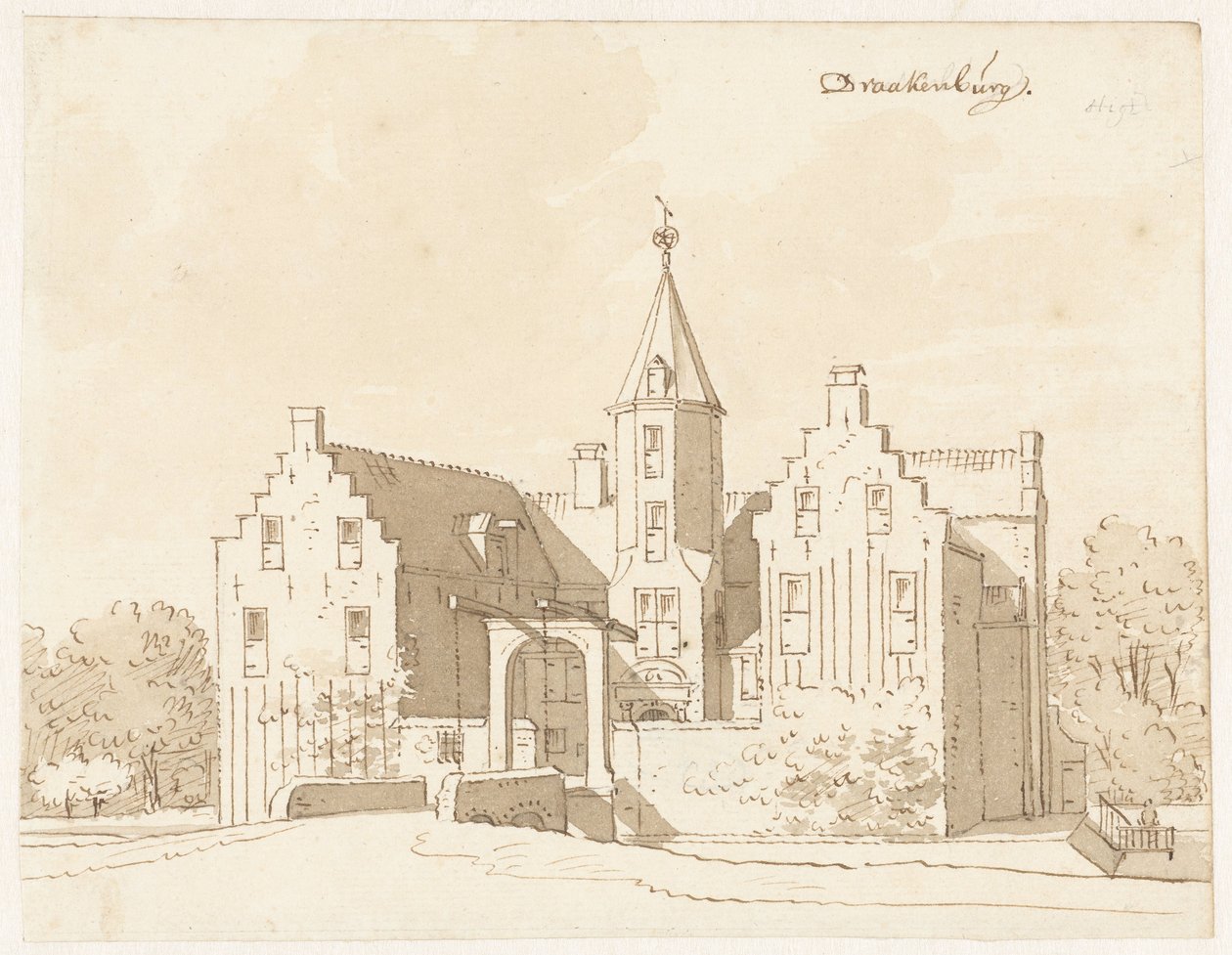 Castelo de Drakenburg perto de Baarn de Cornelis Pronk (possibly)