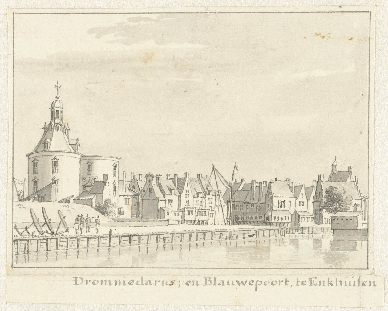 O Drommedaris e Blauwepoort em Enkhuizen de Cornelis Pronk