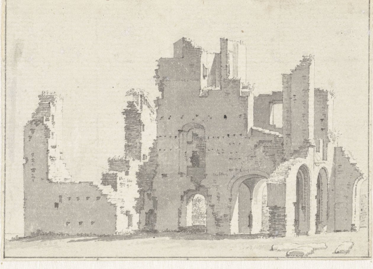 A ruína da abadia de Rijnsburg de Cornelis Pronk