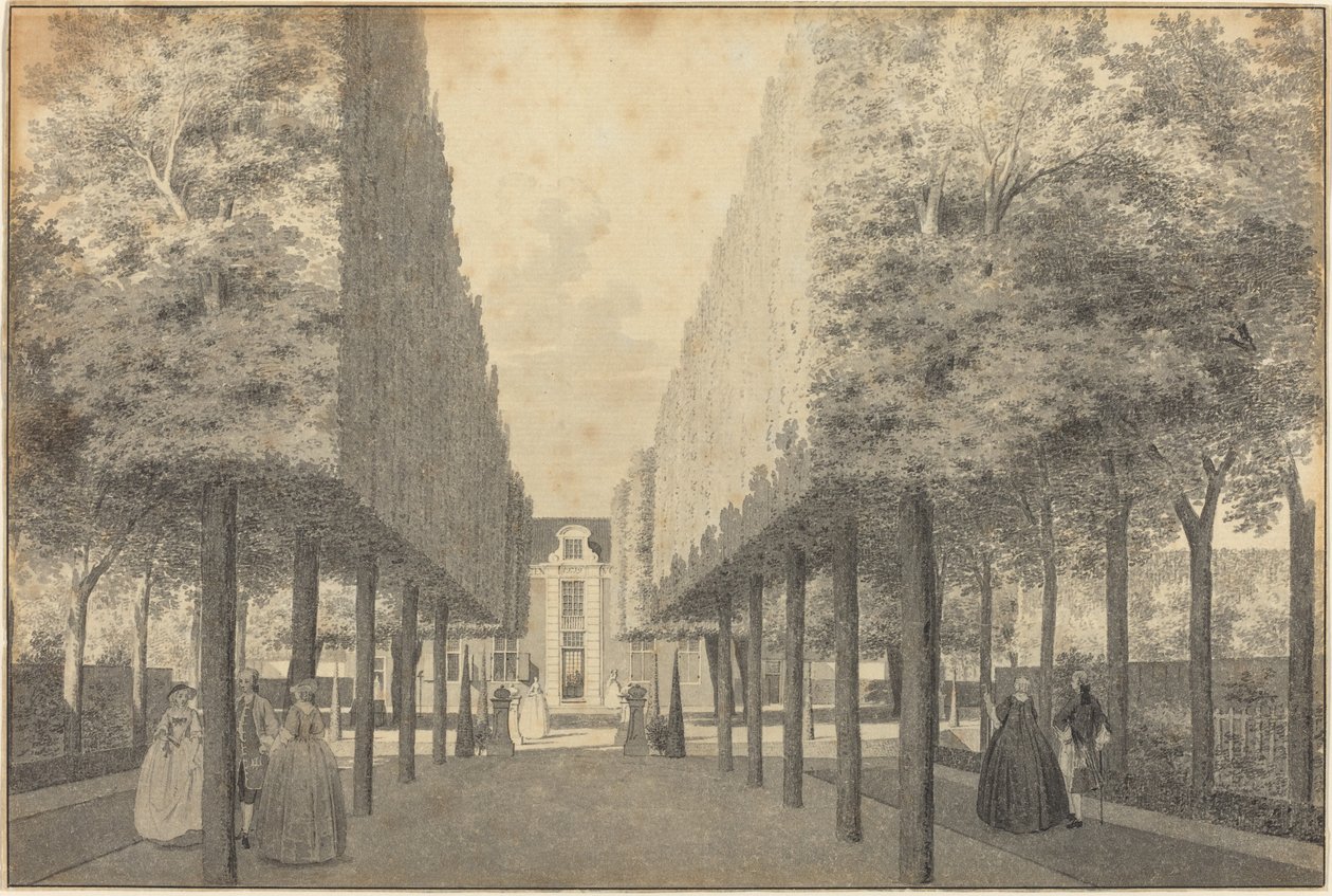 Senhoras e senhores desfrutando de um jardim holandês de Cornelis Pronk