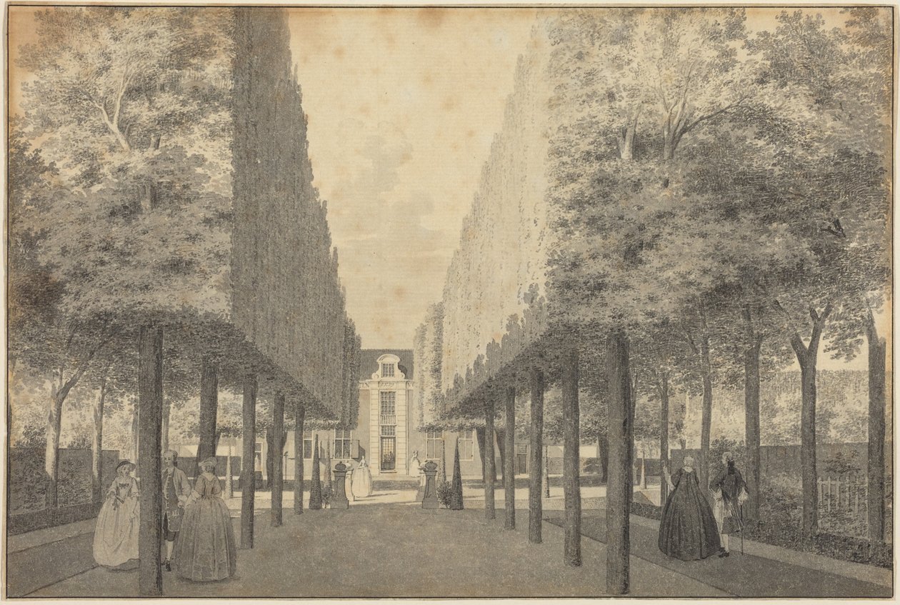 Damas e cavalheiros desfrutando de um jardim holandês de Cornelis Pronk