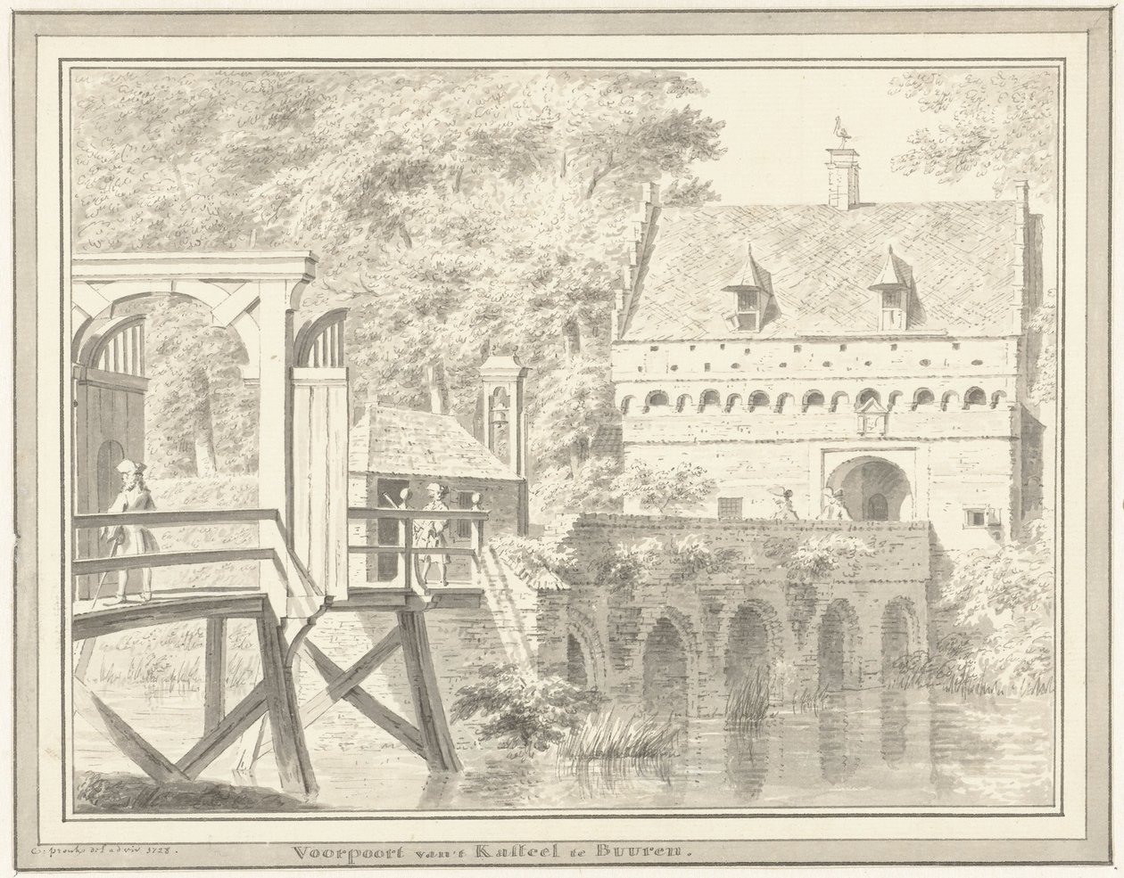 Portão da frente do castelo em Buren de Cornelis Pronk