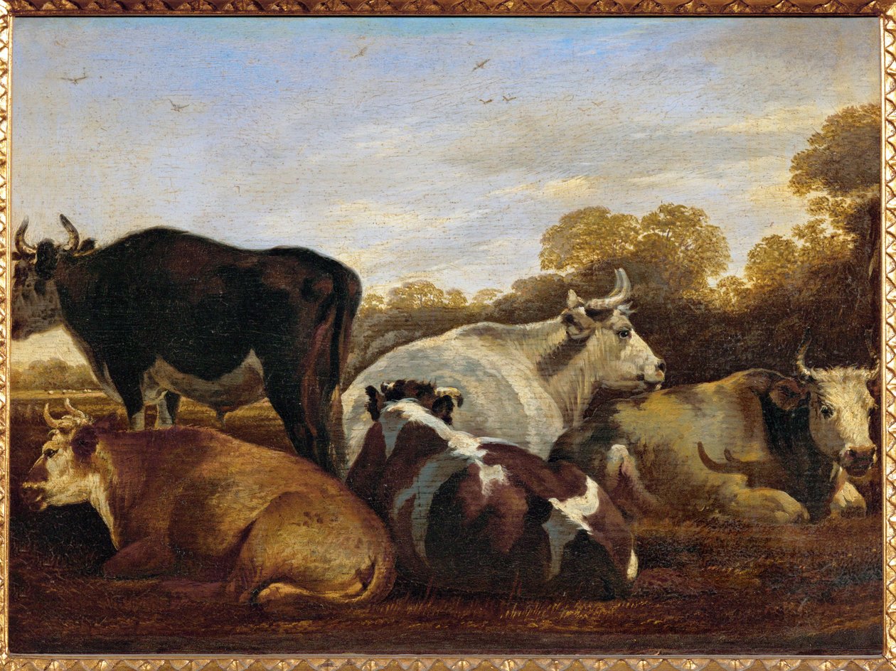 Vacas (pintura sobre madeira de carvalho) de Cornelis Saftleven