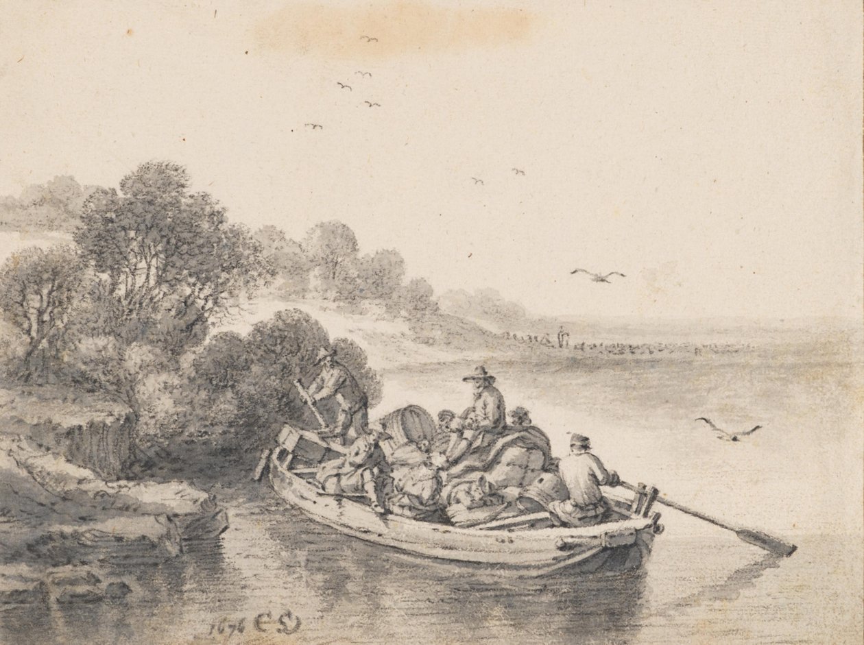 Um ferry muito carregado de Cornelis Saftleven
