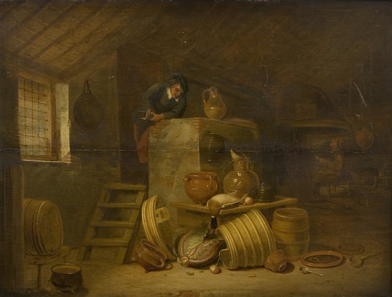 Interior de uma cozinha de Cornelis Saftleven