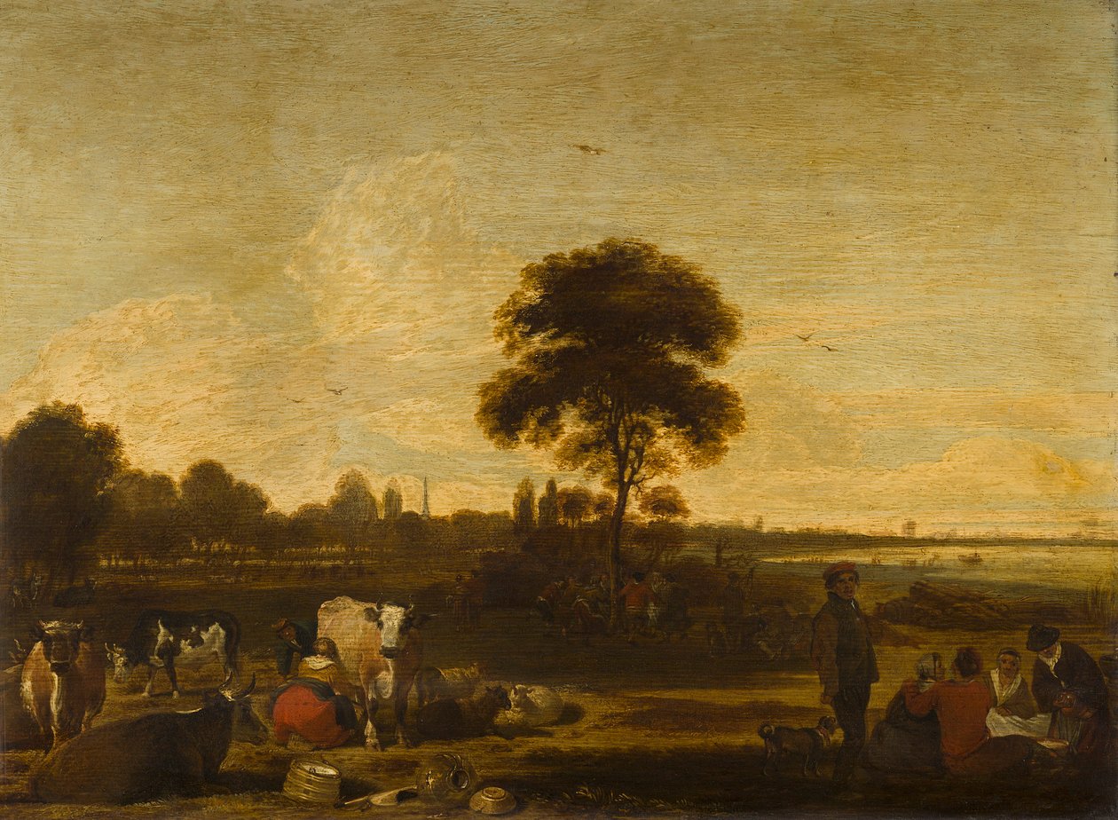 Paisagem com pastores e gado de Cornelis Saftleven