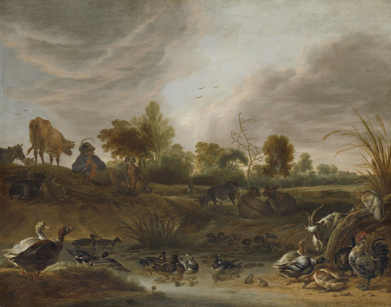 paisagem com animais de Cornelis Saftleven