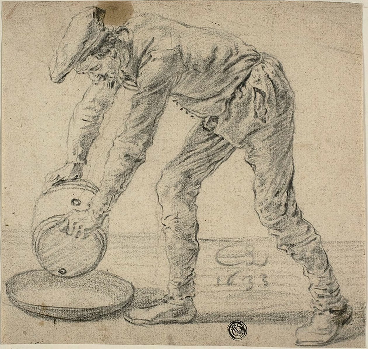 Homem com um barril de Cornelis Saftleven