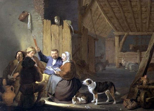 Camponês bebendo em um celeiro, 1634 de Cornelis Saftleven
