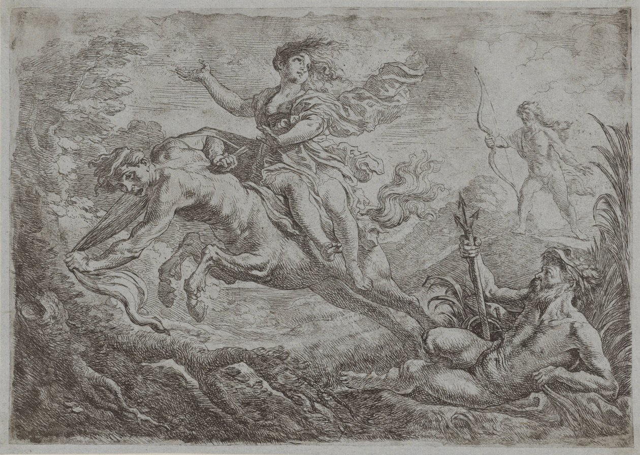 Nessus é atingido pelo dardo envenenado de Hércules de Cornelis Schut (I)