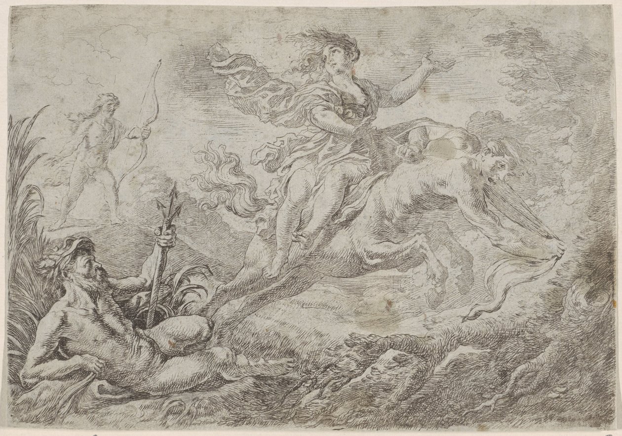 Nessus é atingido pelo dardo envenenado de Hércules de Cornelis Schut (I)