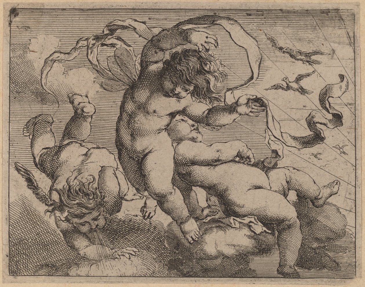 Três Putti Voadores de Cornelis Schut I