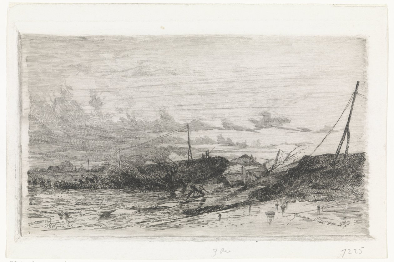 Quebra de dique em Arnhem, 1855 de Cornelis Springer
