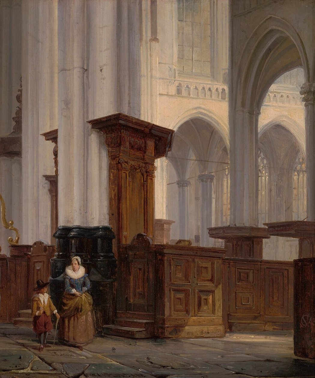 Holandês: Interior de uma Igreja Gótica Interior de uma Igreja Gótica de Cornelis Springer