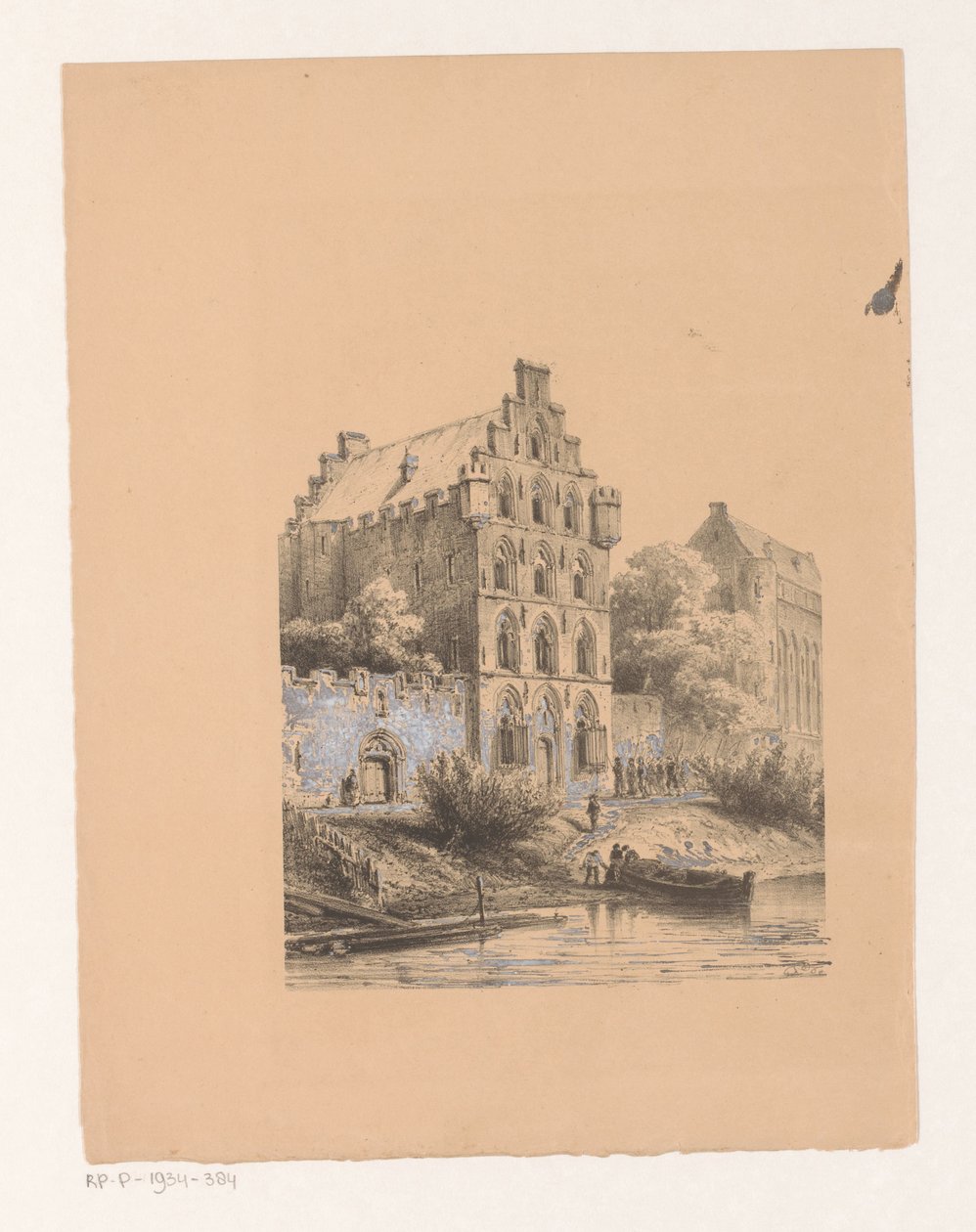 Casas ao longo da água Casas de nobres de Cornelis Springer