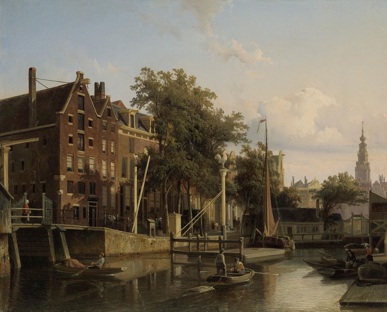 Vista urbana do Geldersekade junto ao Nieuwmarkt de Cornelis Springer