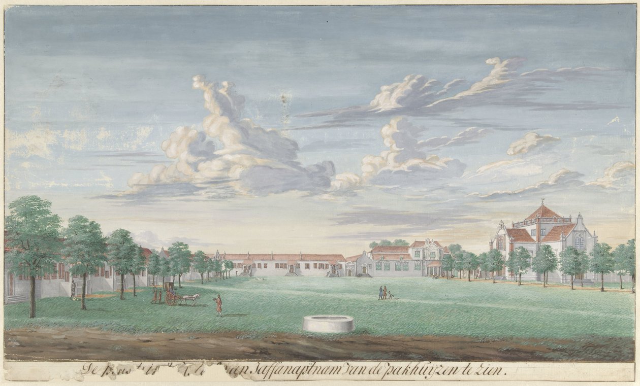 O pátio do Forte Jaffnapatnam no Ceilão Para ver o lugar no castelo de Jaffanapatnam dos armazéns. de Cornelis Steiger