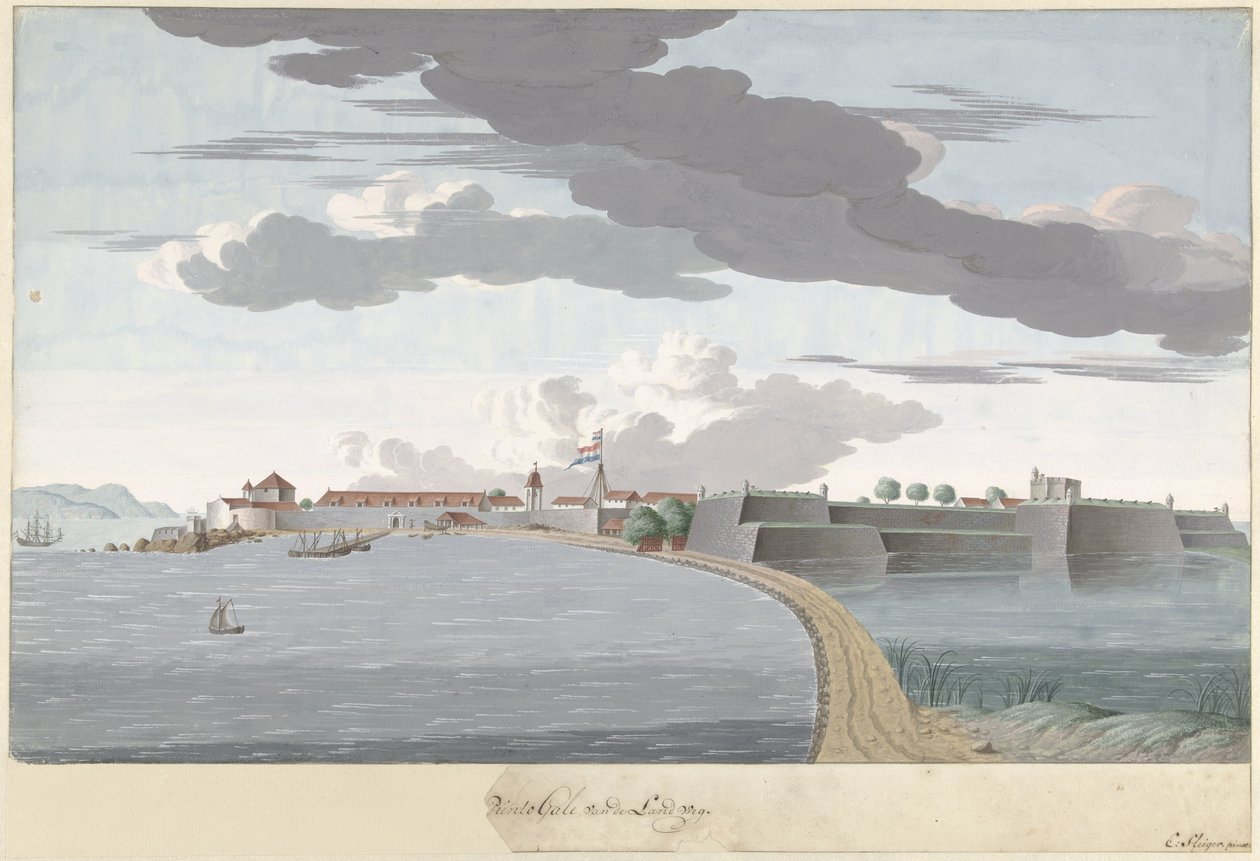 Forte Galle, no Ceilão, visto do lado de terra
Piento Gale da estrada do campo (título sobre o objecto) de Cornelis Steiger