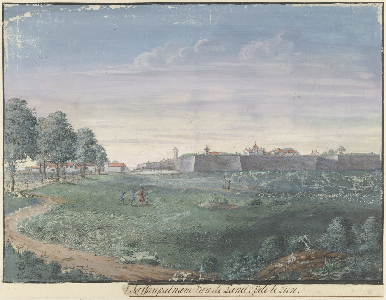 Forte de Jaffnapatnam no Ceilão [..]l Jaffanpatnam do Landside para ser visto (título no objeto) de Cornelis Steiger